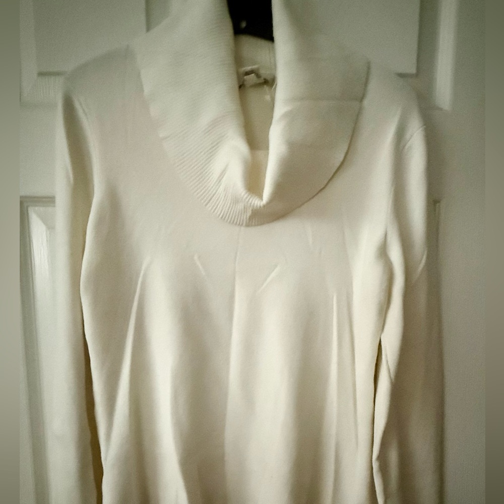 ANN TAYLOR LOFT soft white cowl neck sweater, L, NWT